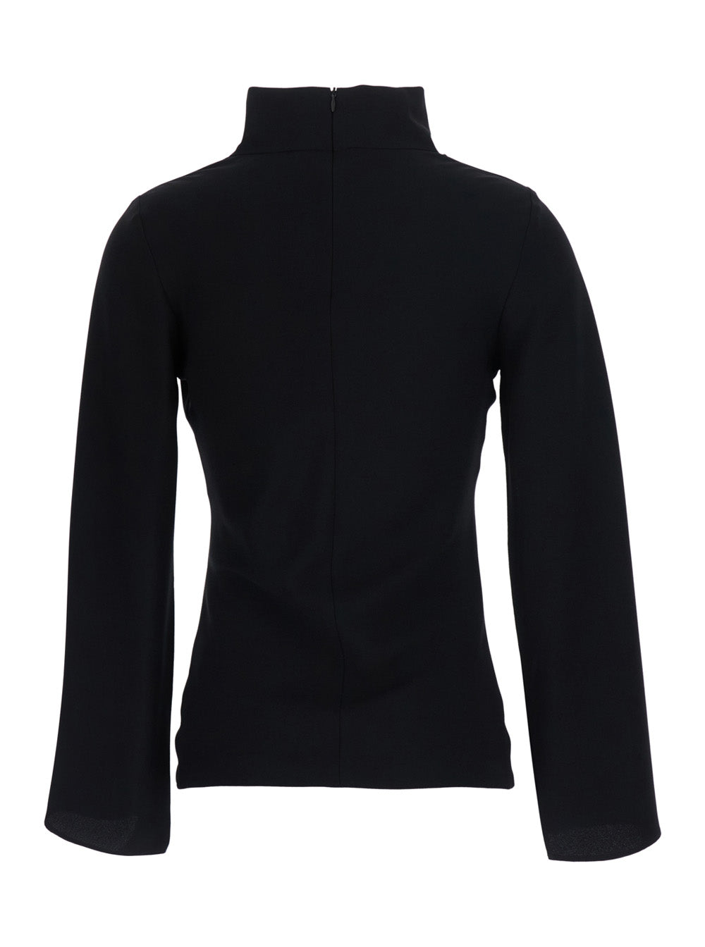 Leplain Women Black High-Neck Top With Slit Sleeves In Fabric For Women LEPLAIN