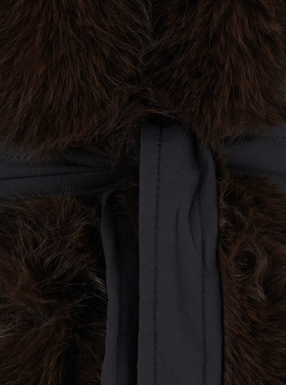 The Andamane Women 'Brina' Black Jacket With Belt On The Front And Inserts In Eco-Fur In Tech Fabric For Women THE ANDAMANE
