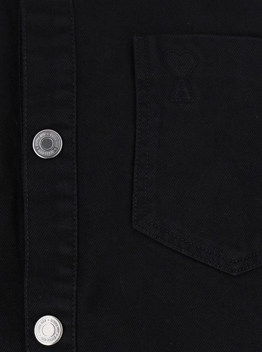 Ami Paris Men Black Shirt With Classic Collar And Tonal Adc Embroidery On The Front In Cotton For Men AMI PARIS
