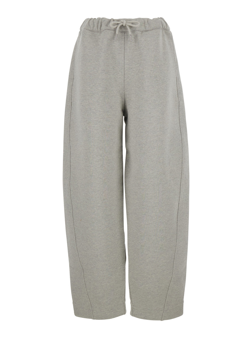 Ami Paris Women Grey Pants With Drawstring Waist And Logo Patch On The Back In Cotton For Women AMI PARIS
