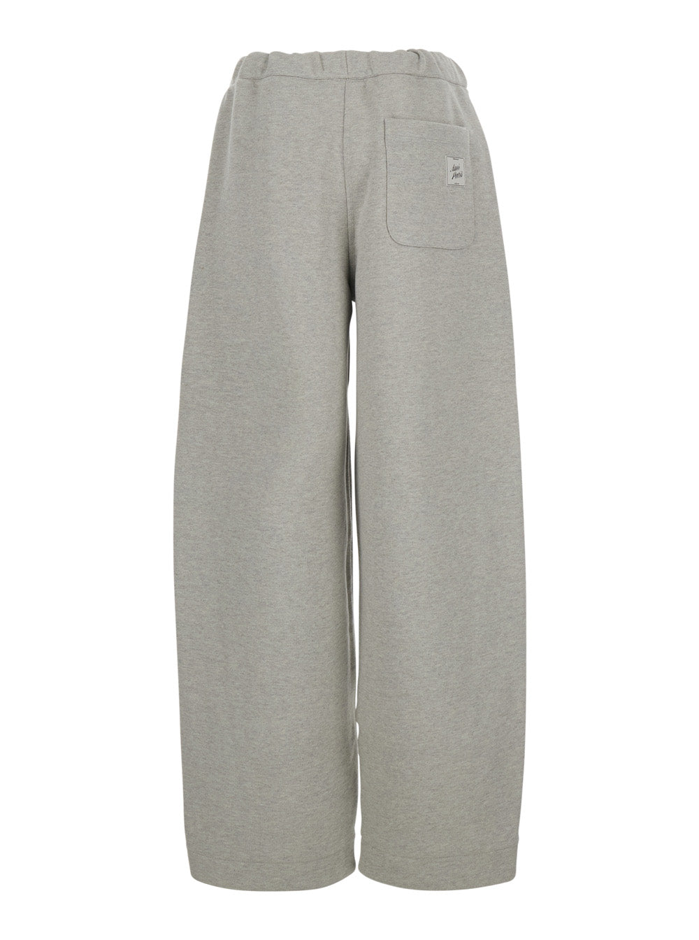 Ami Paris Women Grey Pants With Drawstring Waist And Logo Patch On The Back In Cotton For Women AMI PARIS