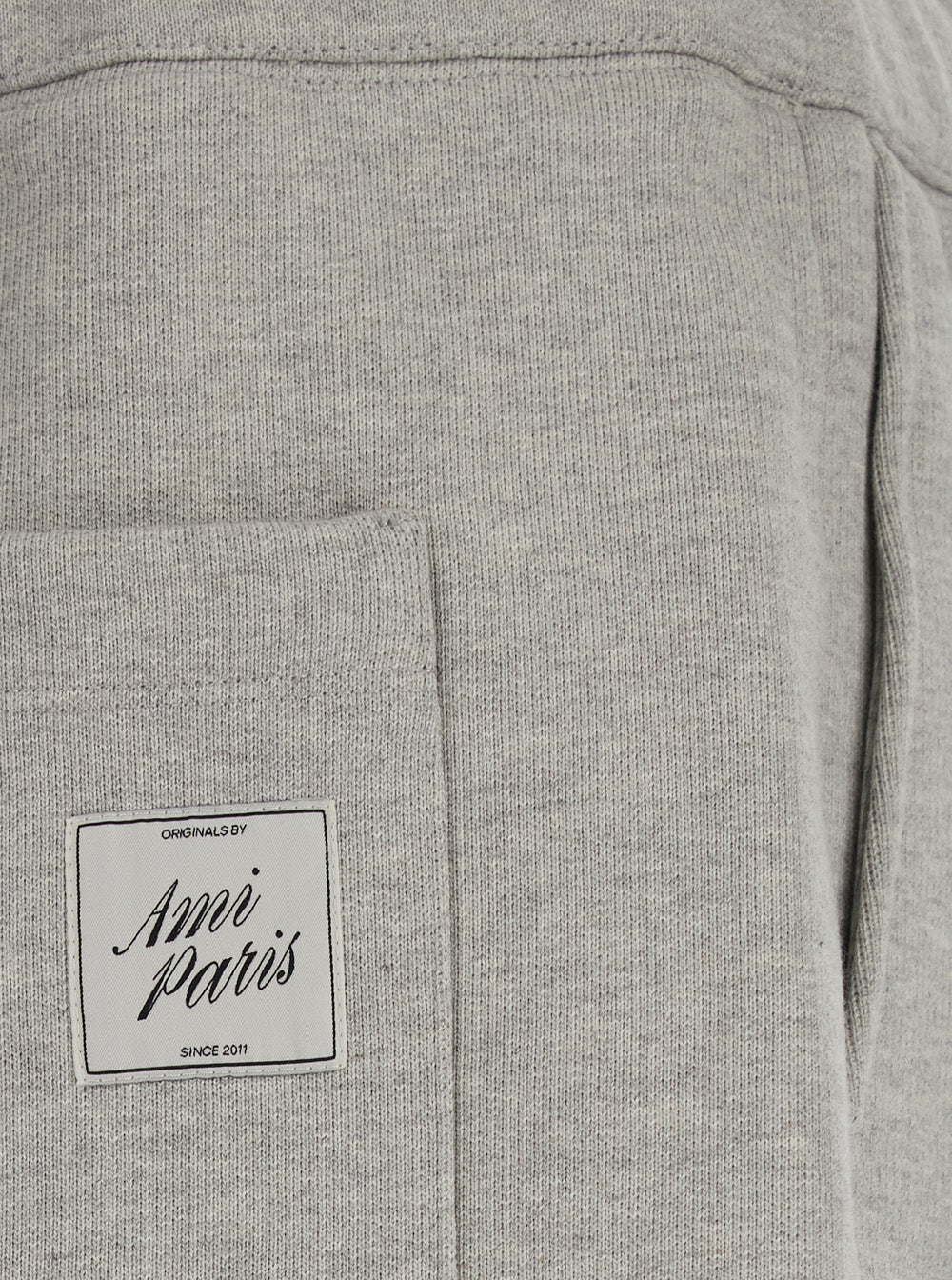 Ami Paris Women Grey Pants With Drawstring Waist And Logo Patch On The Back In Cotton For Women AMI PARIS