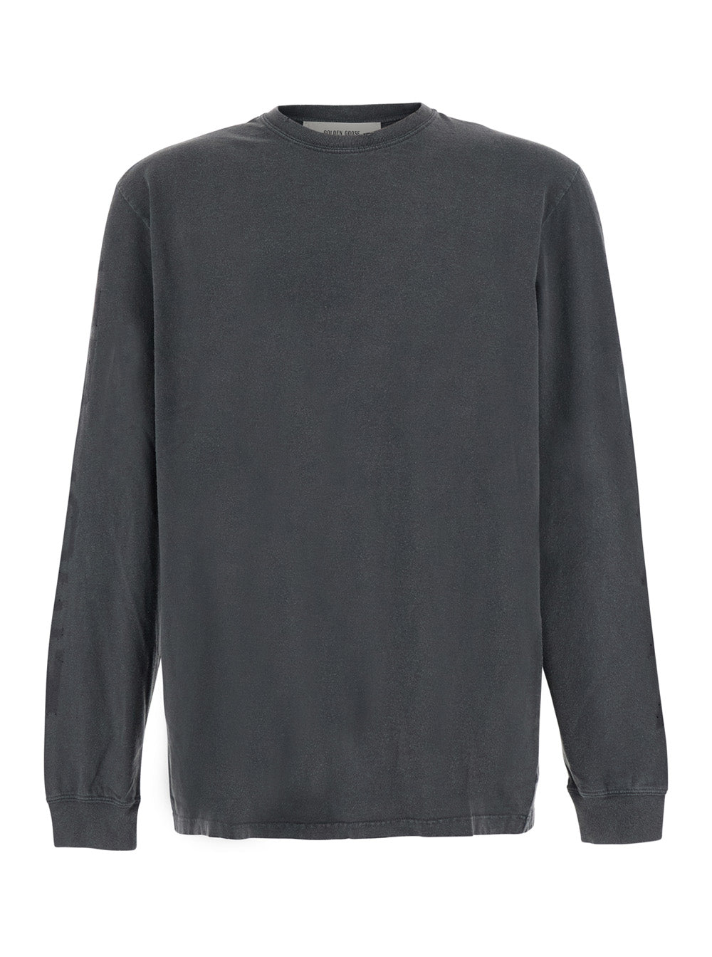 Golden Goose Men Grey Long-Sleeve T-Shirt With Logo And Star Patch On The Side In Cotton For Men GOLDEN GOOSE