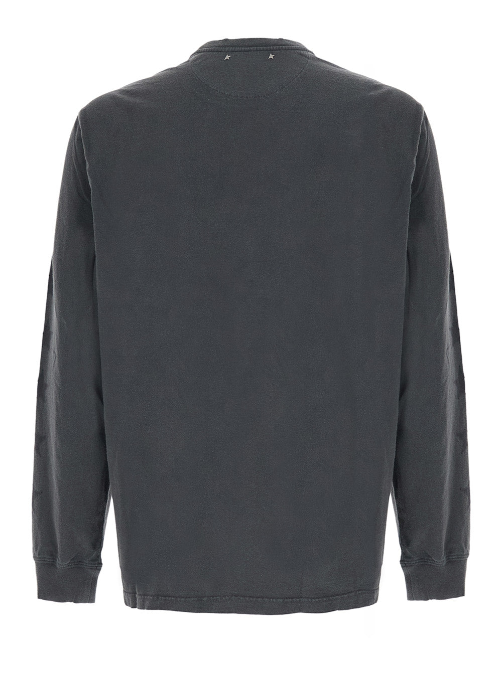 Golden Goose Men Grey Long-Sleeve T-Shirt With Logo And Star Patch On The Side In Cotton For Men GOLDEN GOOSE
