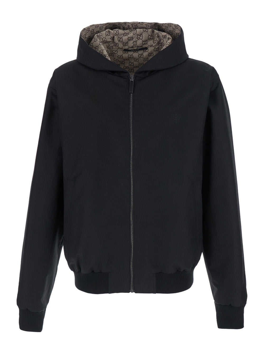 Gucci Men Black Jacket With Tone-On-Tone Logo And Reversible Design In Cotton For Men GUCCI