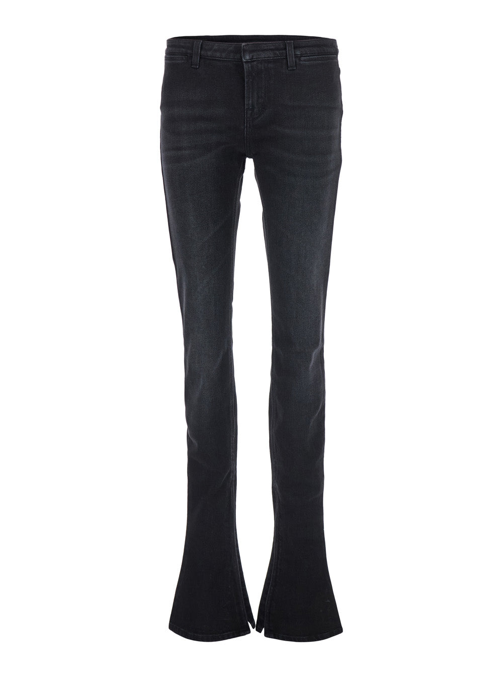 Gucci Women Black Slim Jeans With Logo Patch On The Back And Zip Details On The Edges In Denim For Women GUCCI