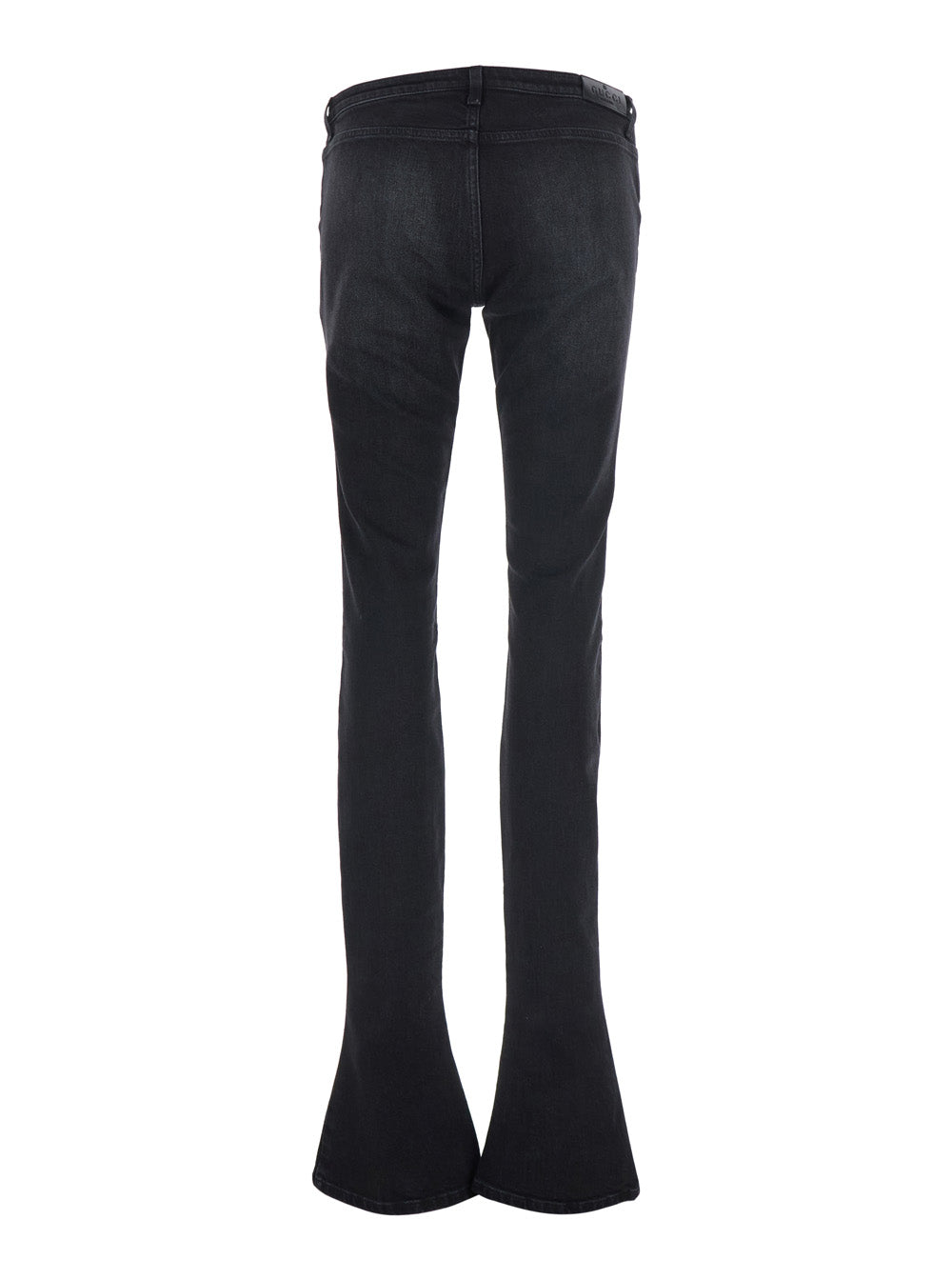 Gucci Women Black Slim Jeans With Logo Patch On The Back And Zip Details On The Edges In Denim For Women GUCCI