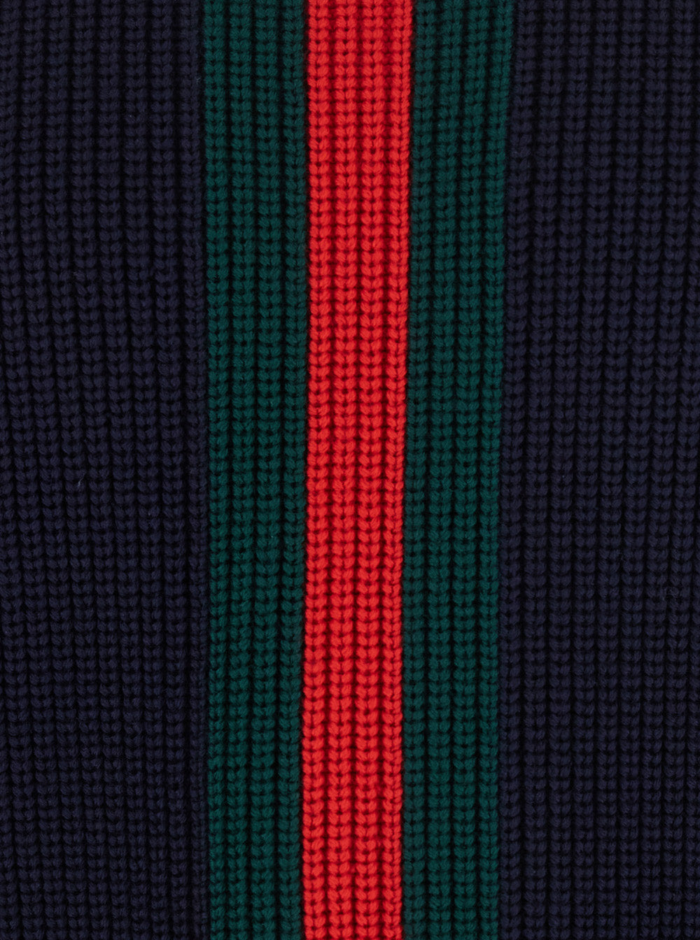 Gucci Men Blue Ribbed Sweater With Web Stripe On The Front And Back In Wool For Men GUCCI