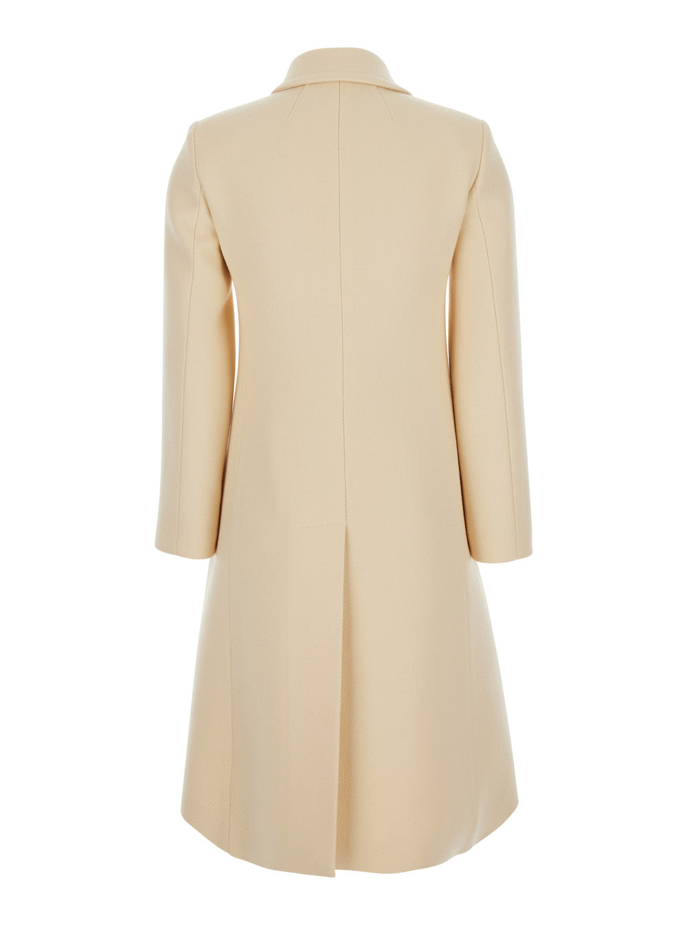 Gucci Women White Double-Breasted Coat With Classic Collar And Jewel Buttons In Wool For Women GUCCI