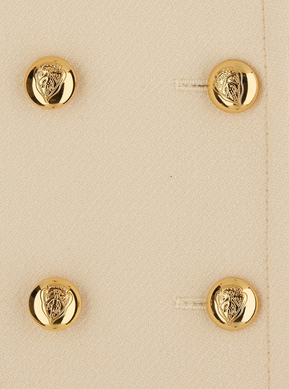 Gucci Women White Double-Breasted Coat With Classic Collar And Jewel Buttons In Wool For Women GUCCI