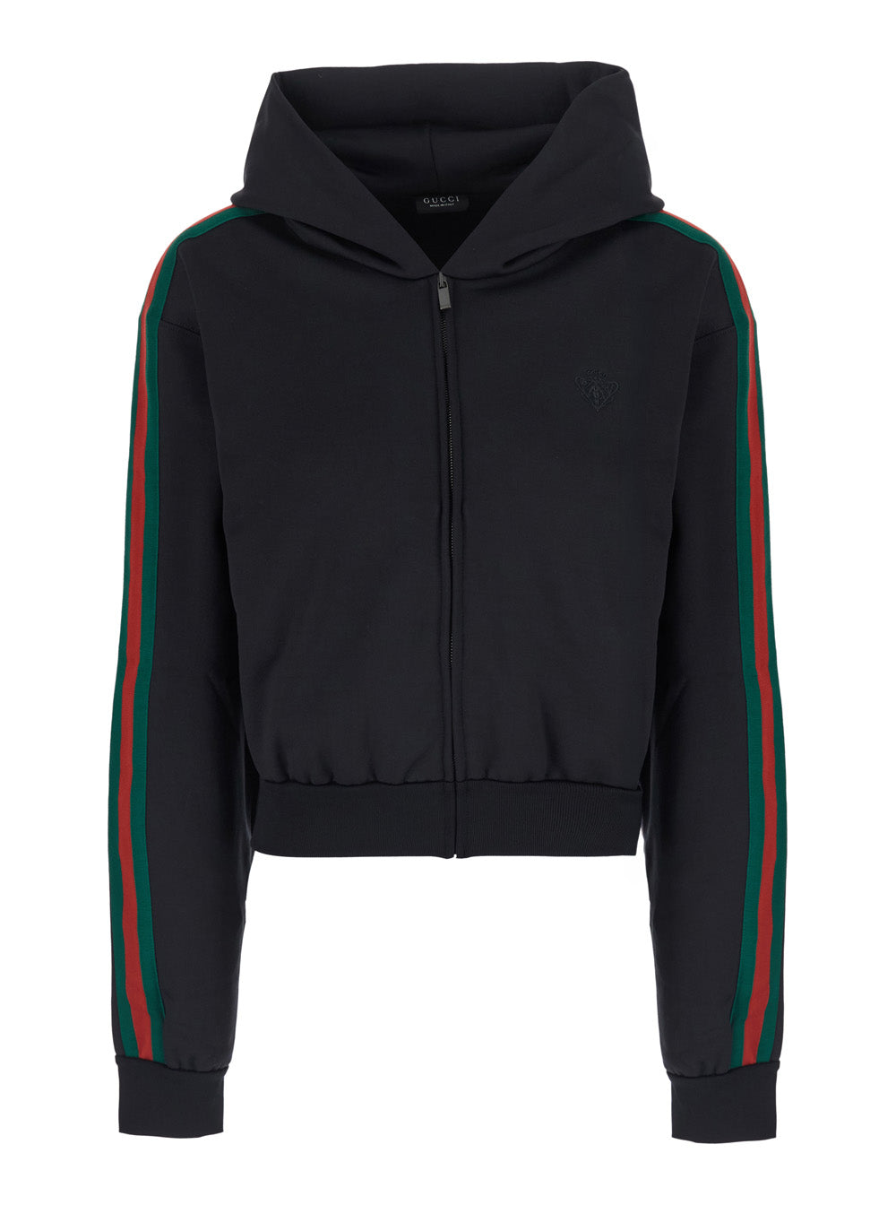 Gucci Women Black Sweatshirt With Front Logo And Web Stripe On The Sleeves In Cotton Blend Women GUCCI