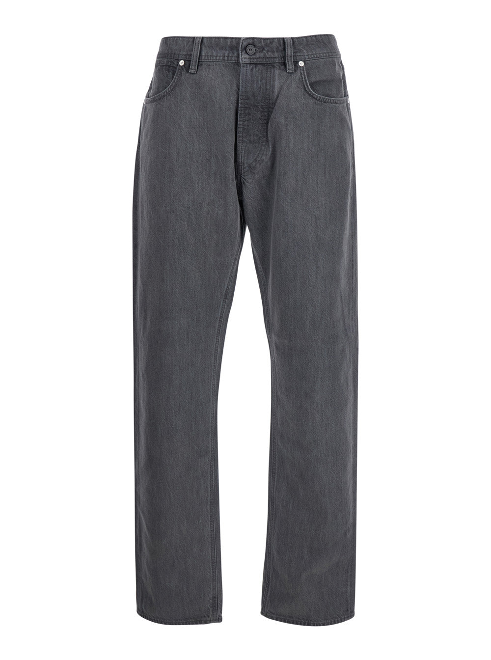 Stone Island Men Grey Loose Jeans With Five-Pocket Design And Logo Patch On The Back In Denim For Men STONE ISLAND
