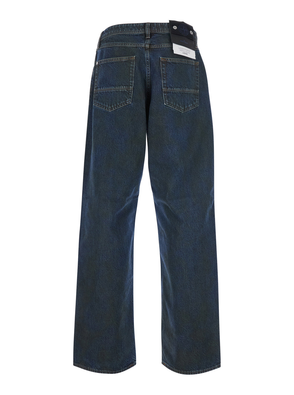 Stone Island Men Blue Loose Jeans With Five-Pocket Design And Logo Patch On The Back In Denim For Men STONE ISLAND