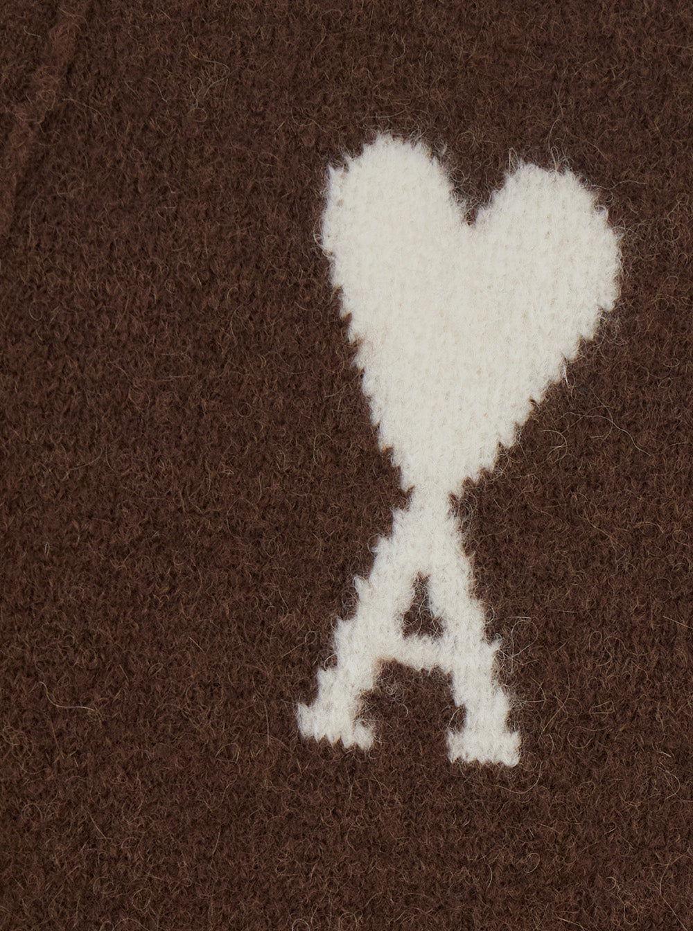 Ami Paris Men Brown Cardigan With V-Neck And Adc Embroidery On The Front In Wool Blend For Men AMI PARIS