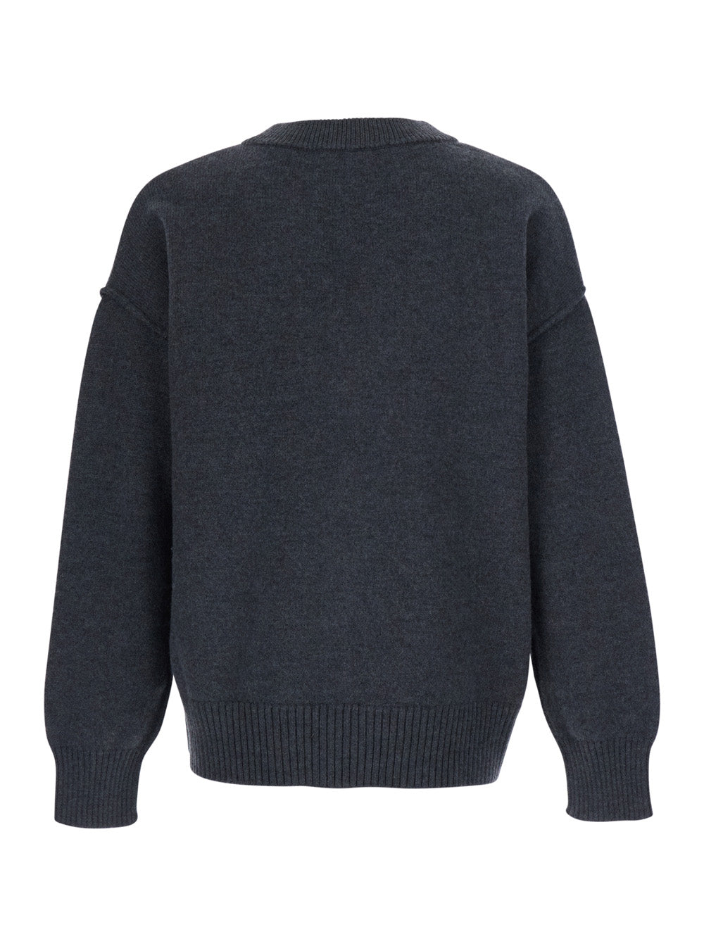 Ami Paris Men Grey V-Neck Cardigan With Adc Embroidery On The Front In Wool For Men AMI PARIS