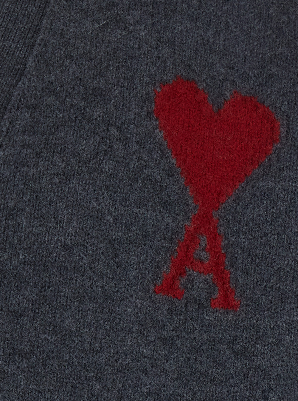 Ami Paris Men Grey V-Neck Cardigan With Adc Embroidery On The Front In Wool For Men AMI PARIS
