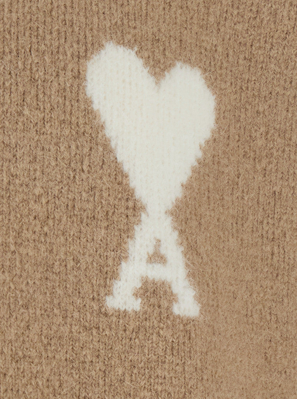 Ami Paris Men Beige Crewneck Sweater With Dropped Shoulders And Adc Embroidery On The Front In Wool Blend For Men AMI PARIS