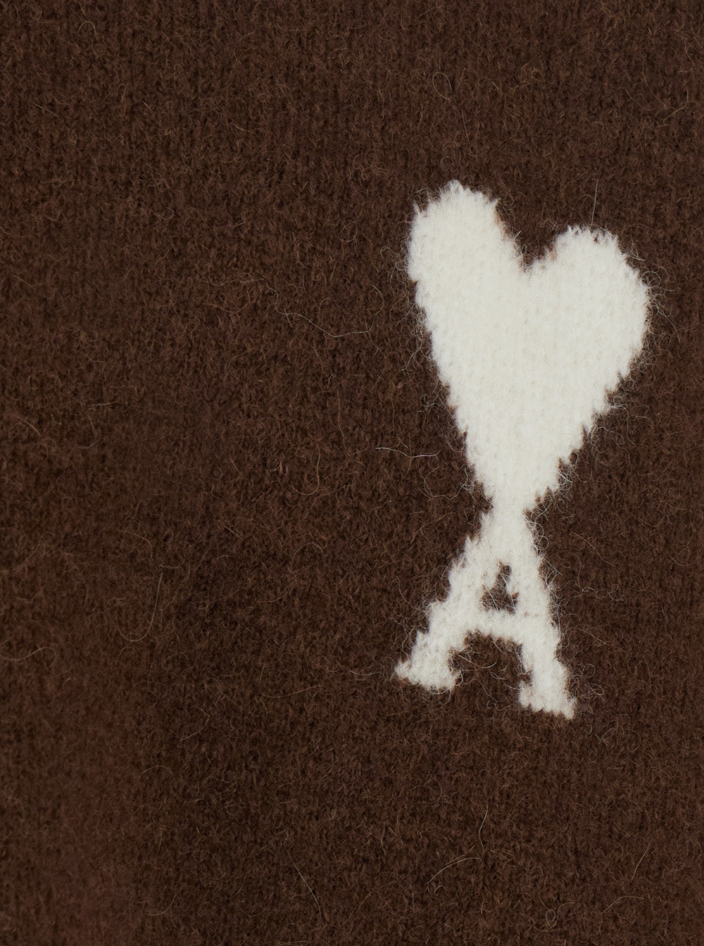 Ami Paris Men Brown Crew-Neck Sweater With Dropped Shoulders And Adc Embroidery On The Front In Wool Blend For Men AMI PARIS