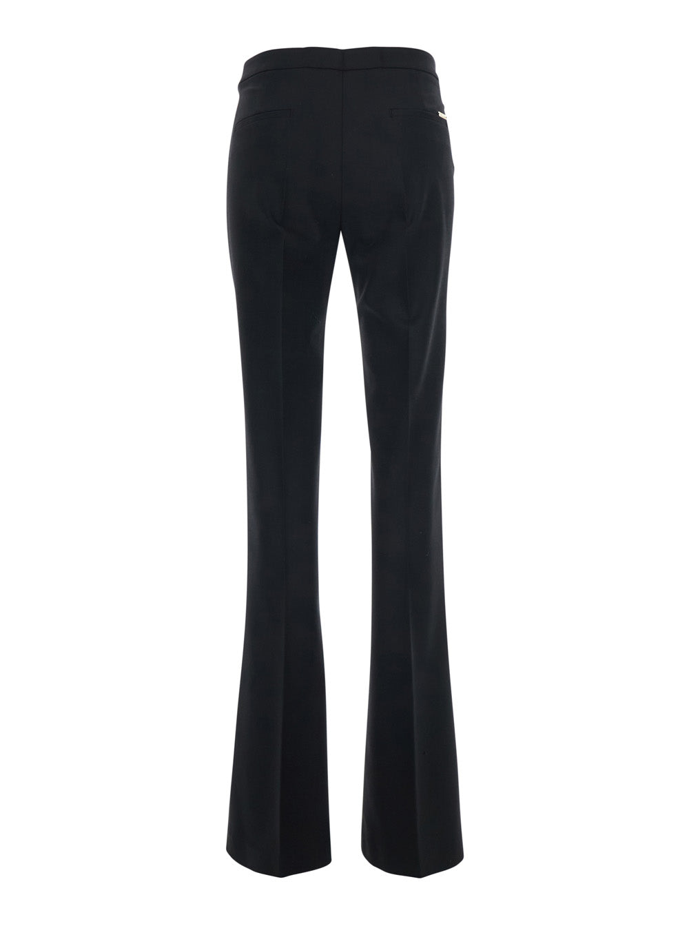 Blumarine Women Black Pants With Logo Plaque On The Back And Flared Leg In Wool Blend For Women BLUMARINE