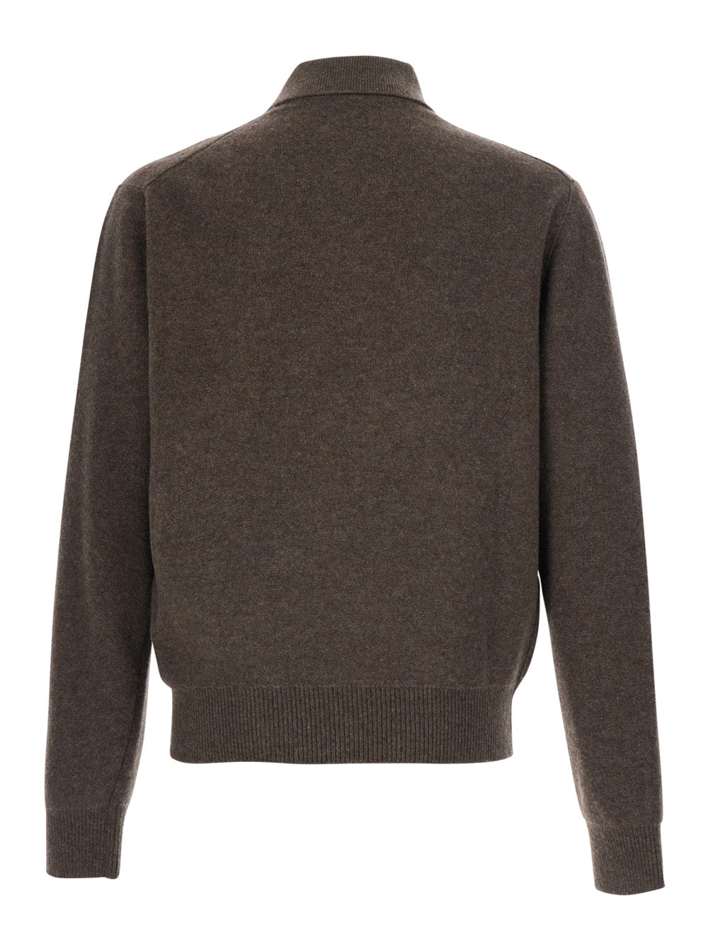 Bottega Veneta Men Brown Sweater With Classic Polo Shirt Collar And Ribbed Trims In Cashmere For Men