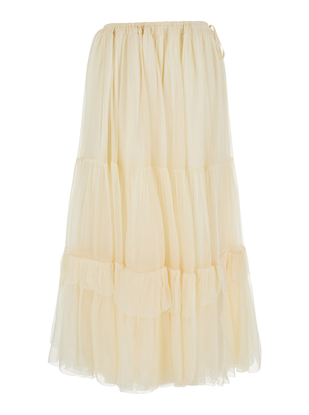 Chloé Women Yellow High-Waisted Skirt With Ruffled Design And Adjustable Side Tie In Silk For Women CHLOE