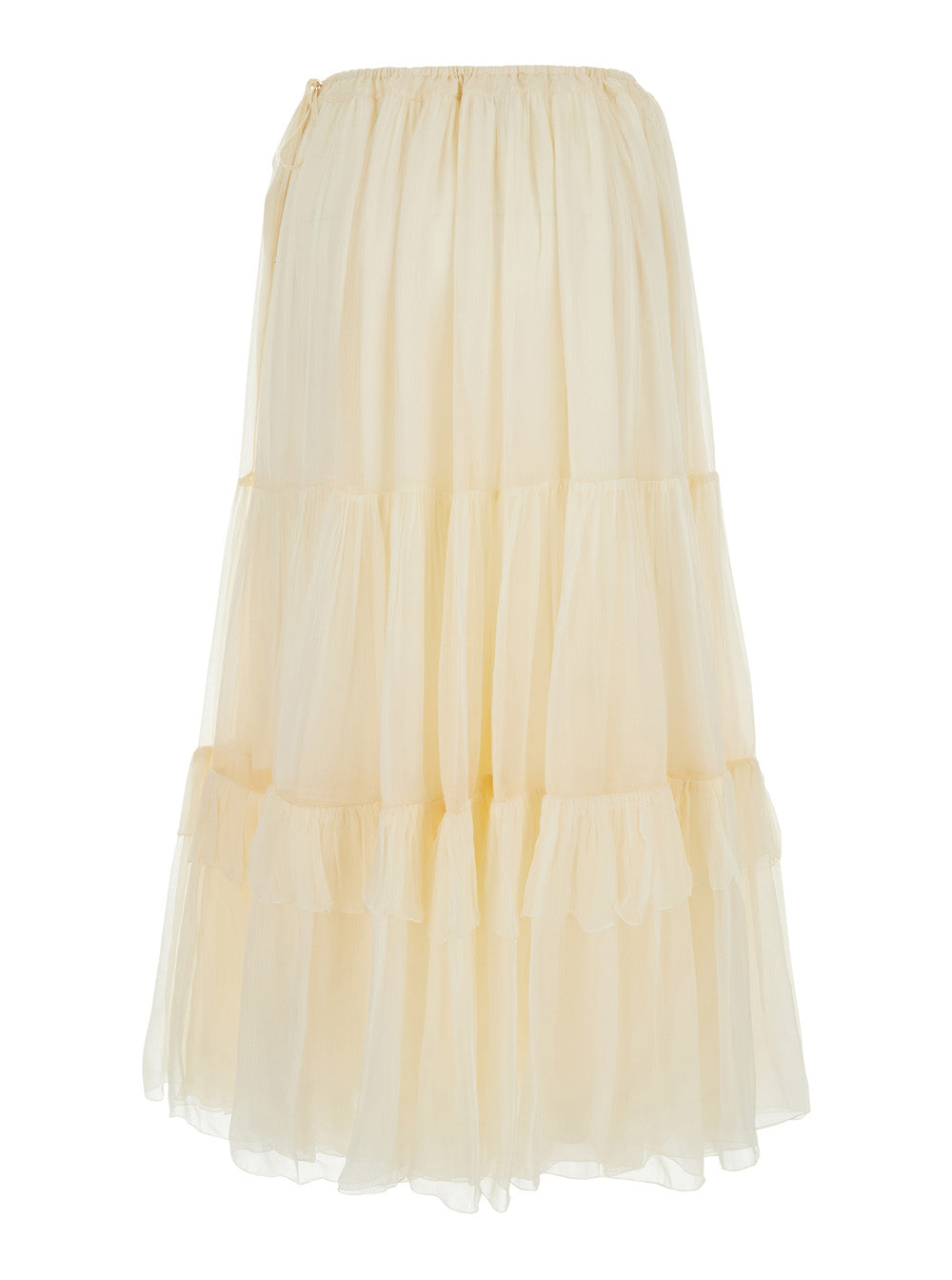 Chloé Women Yellow High-Waisted Skirt With Ruffled Design And Adjustable Side Tie In Silk For Women CHLOE