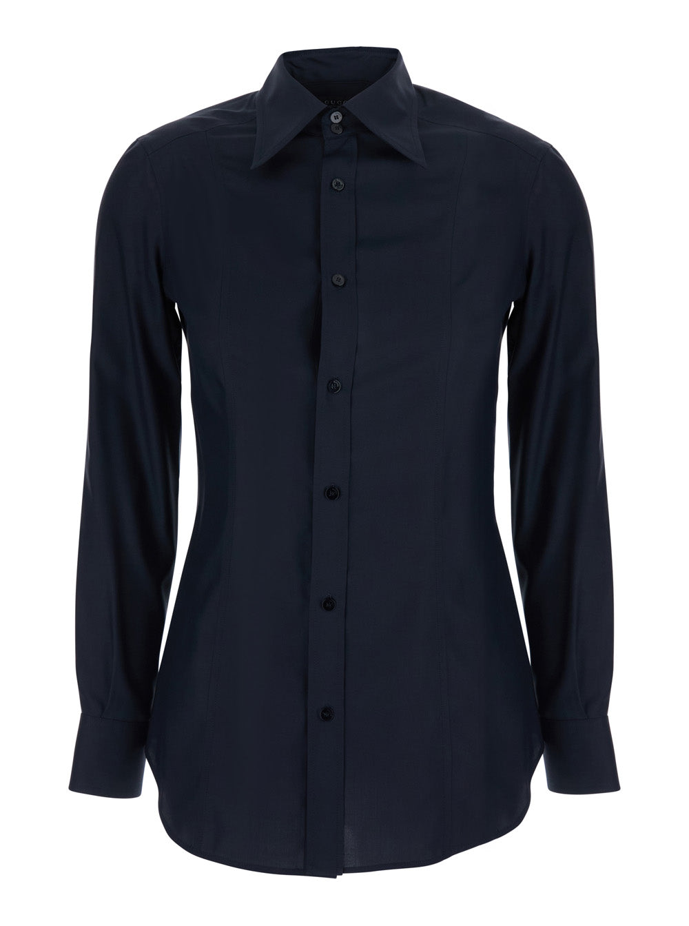 Gucci Women Blue Shirt With Pointed Collar In Silk For Women GUCCI