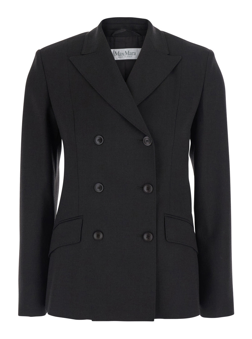 Max Mara Women 'Mirra' Brown Double-Breasted Jacket With Peak Revers In Stretch Wool For Women MAX MARA
