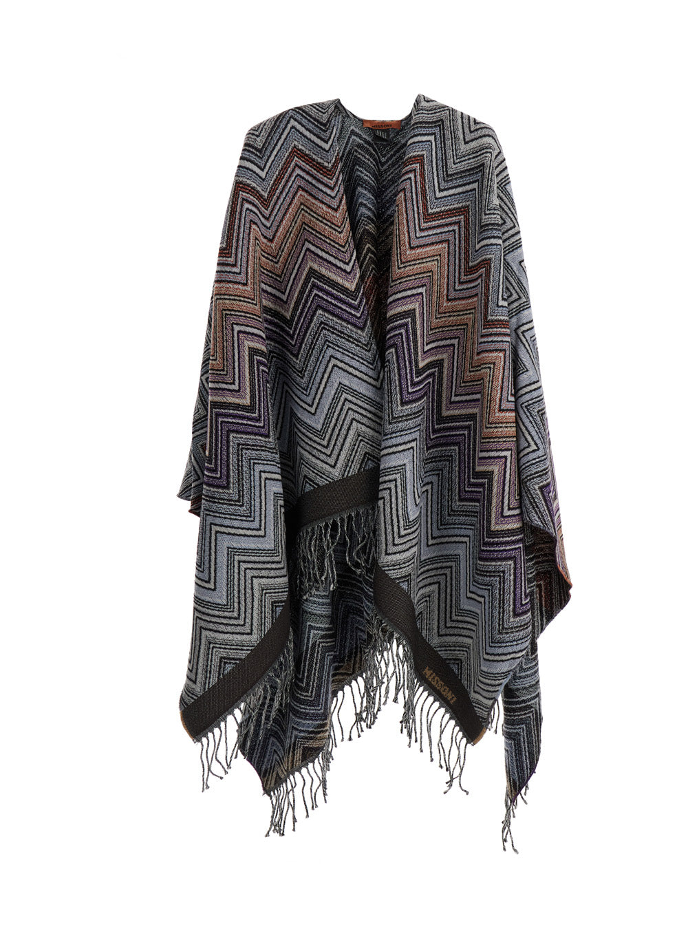 Missoni Women Multicolor Cape With Fringed Hem And Zigzag Motif In Wool For Women MISSONI