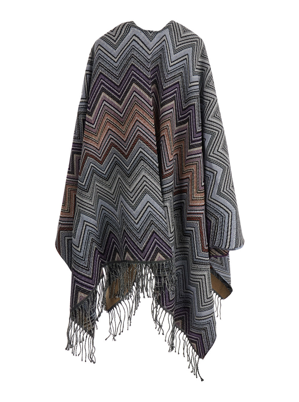 Missoni Women Multicolor Cape With Fringed Hem And Zigzag Motif In Wool For Women MISSONI