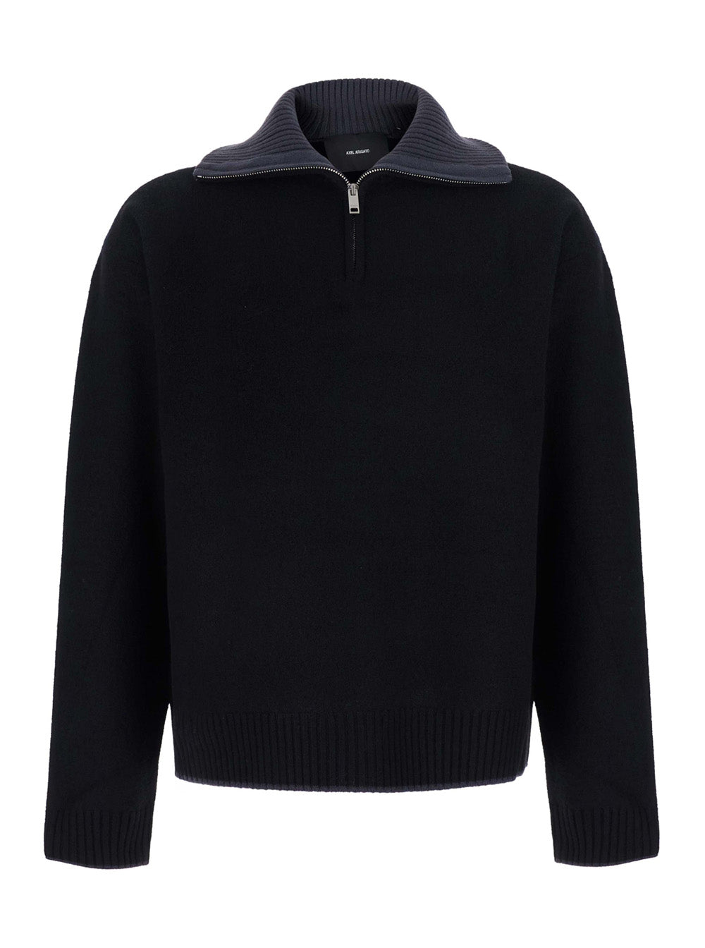 Axel Arigato Men Trace Half Zip Sweater With High Collar And Long Sleeves In Black Tech Fabric Unisex AXEL ARIGATO
