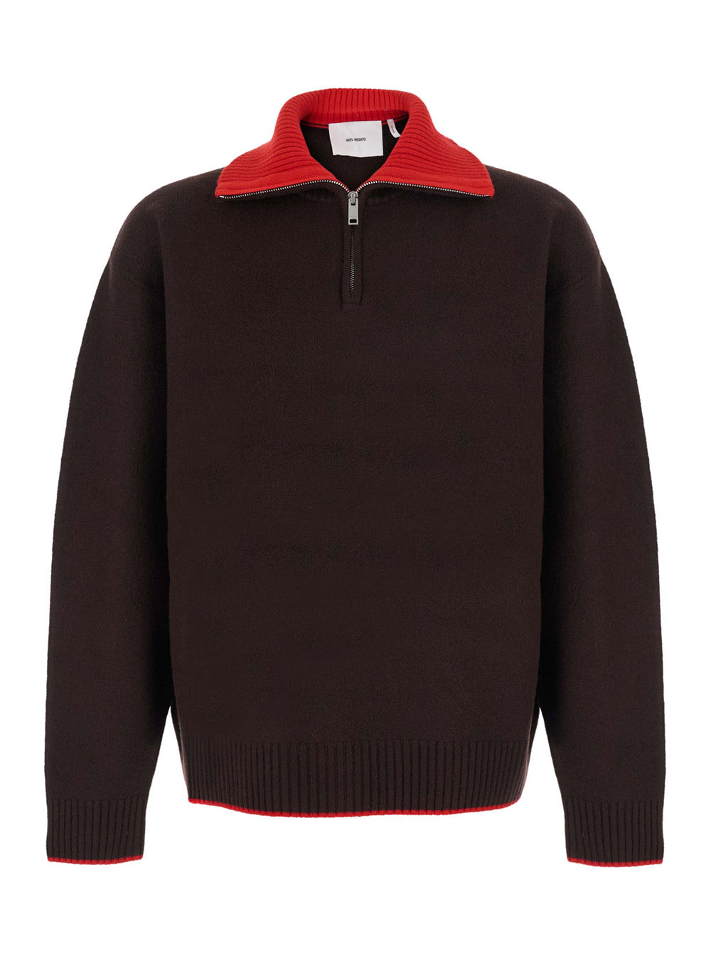 Axel Arigato Men Trace Half Zip Sweater With Zip Collar And Logo Patch In Brown Men AXEL ARIGATO