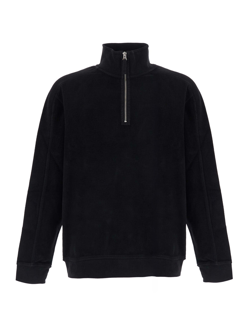 C.P. Company Men Sweatshirts Polo Collar In Brushed Emerized Diagonal Fleece With Polo Collar And Long Sleeves In Brushed Fleece Black Color Men C.P. COMPANY