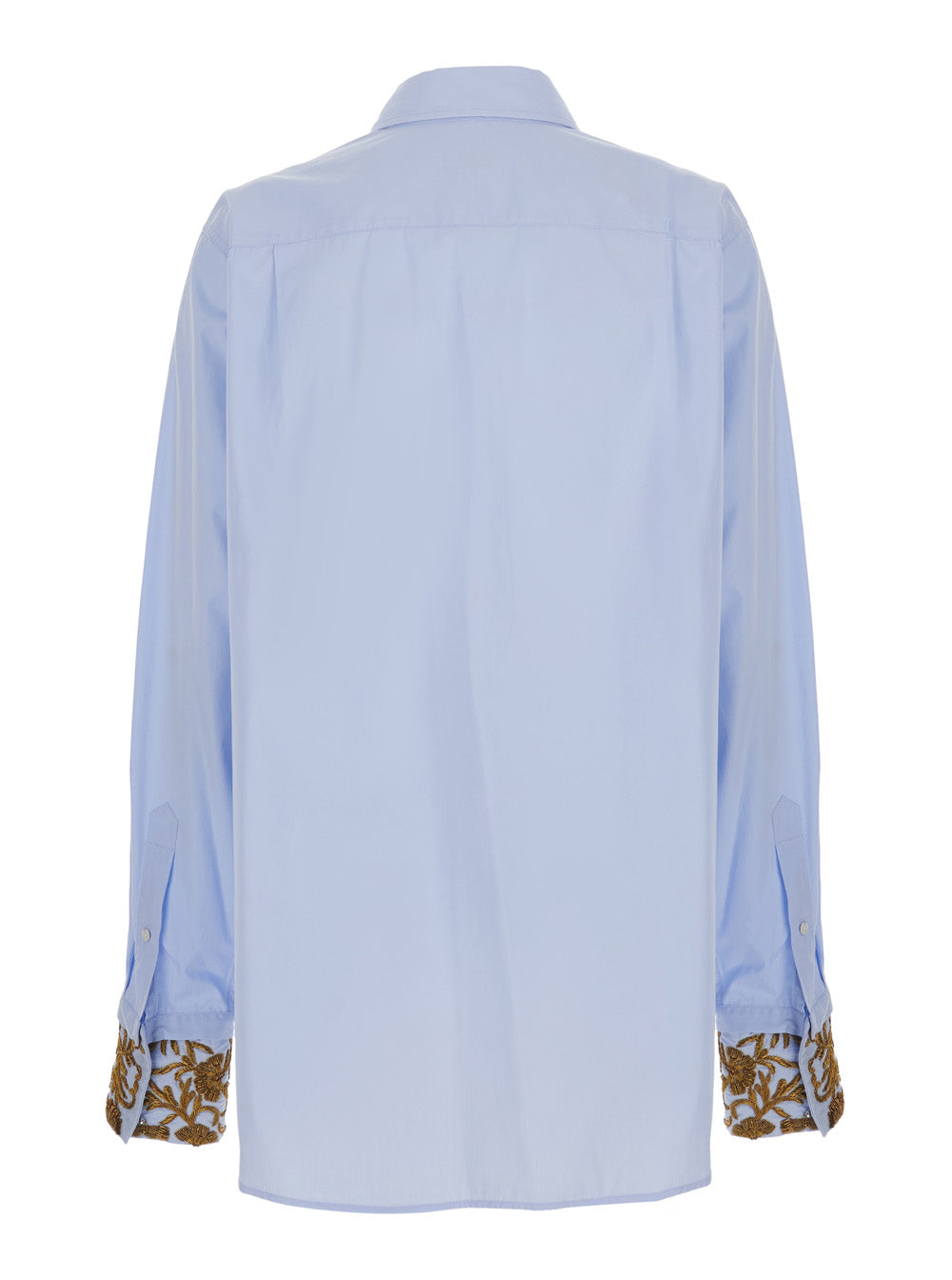 Dries Van Noten Women 'Cheers' Light Blue Shirt With Applied Embroidery On The Waist And Sleeves In Cotton Women DRIES VAN NOTEN