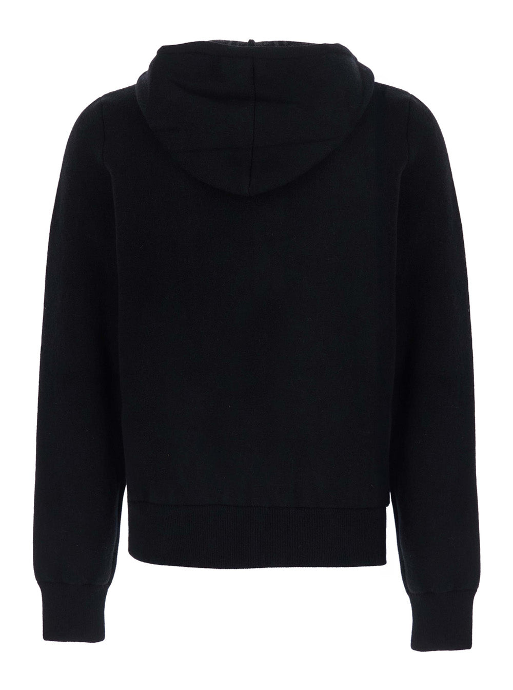 Fendi Men Black Hooded Sweater With Drawstring And Front Zip Closure In Wool And Cashmere Men FENDI