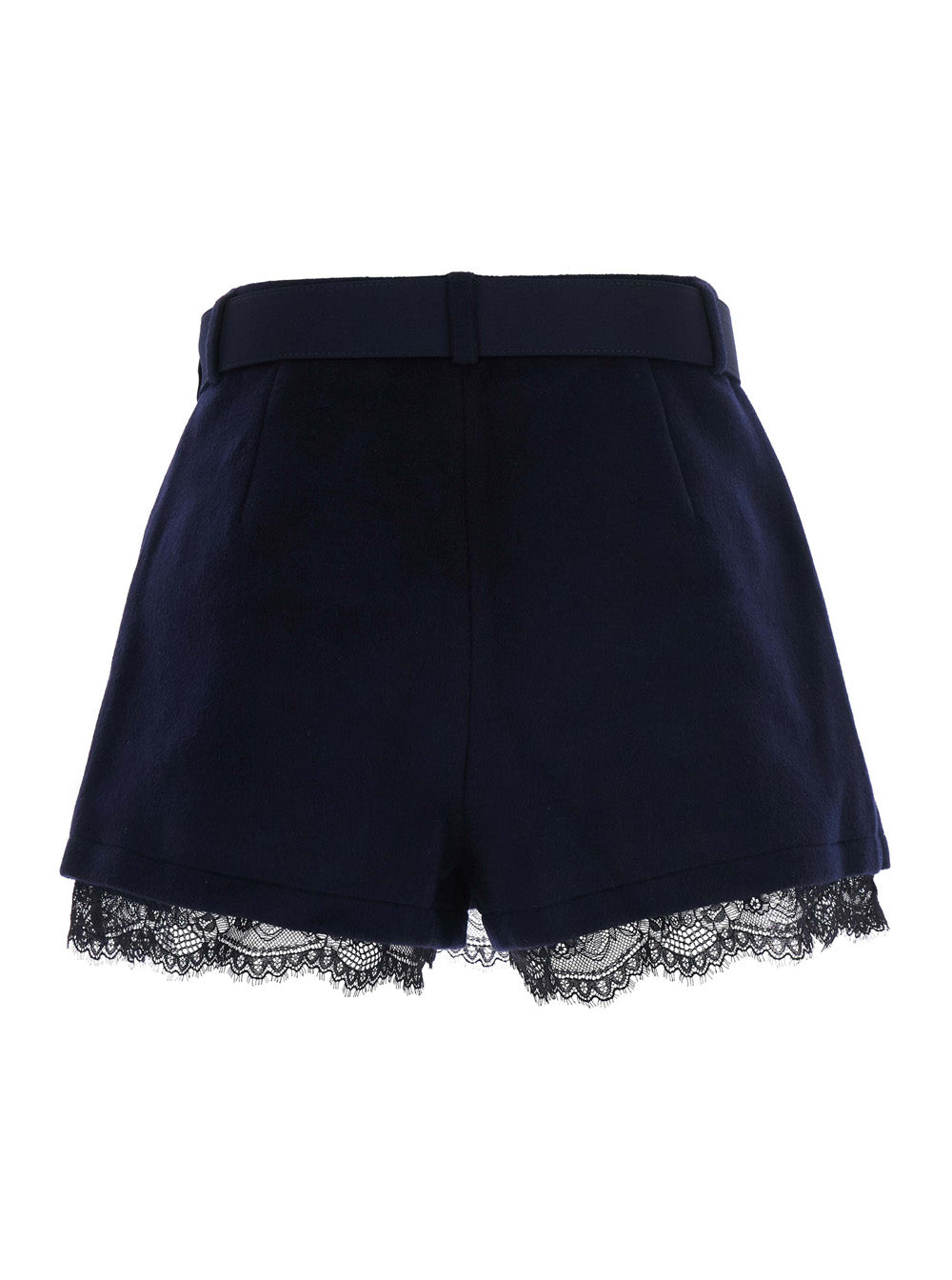 Self-Portrait Women Blue Wool Skort With Lace And Pockets For Women SELF-PORTRAIT