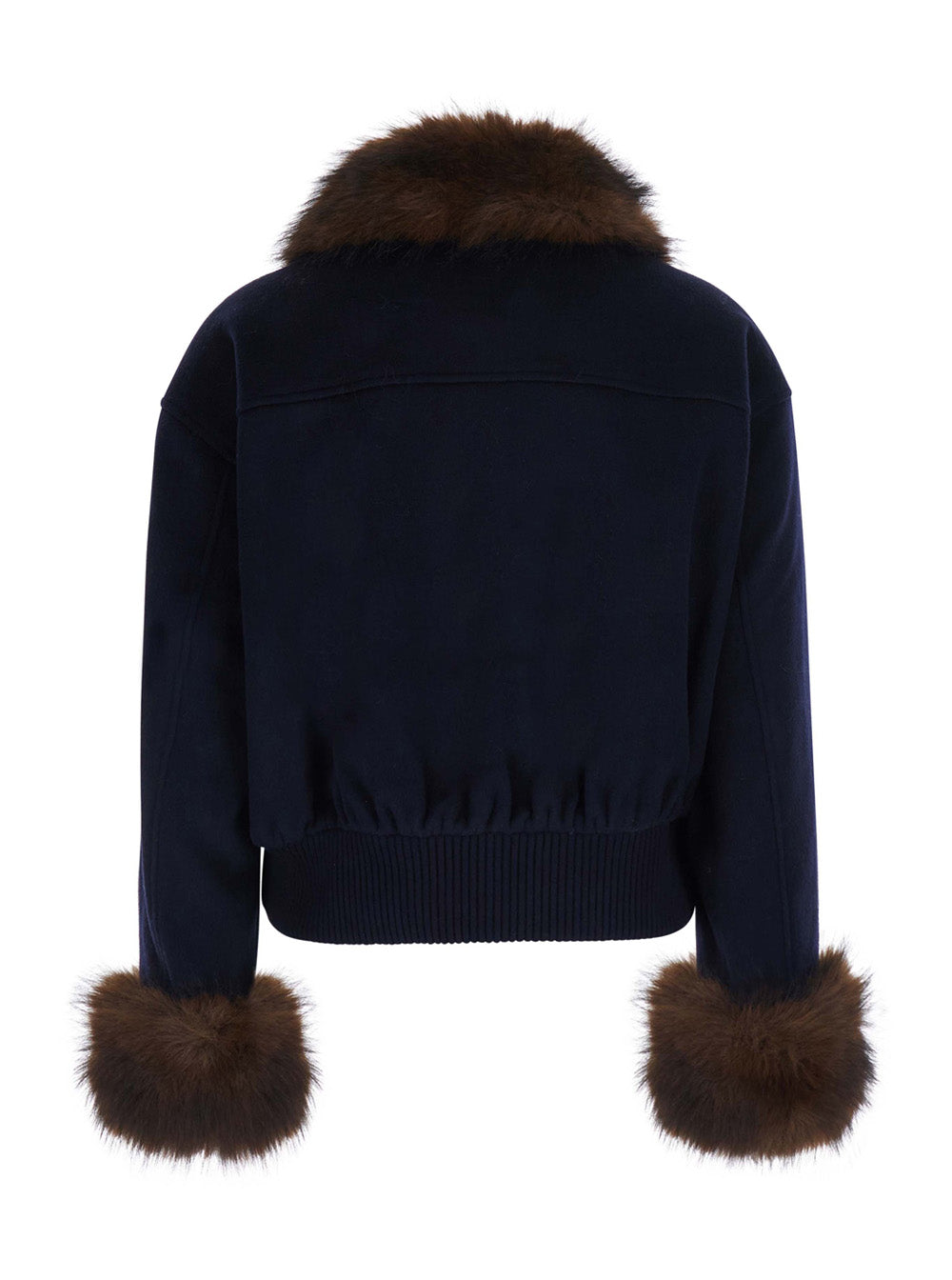Self-Portrait Women Blue Jacket With Fur Details And High Collar, In Wool, Color Blue, Woman SELF-PORTRAIT
