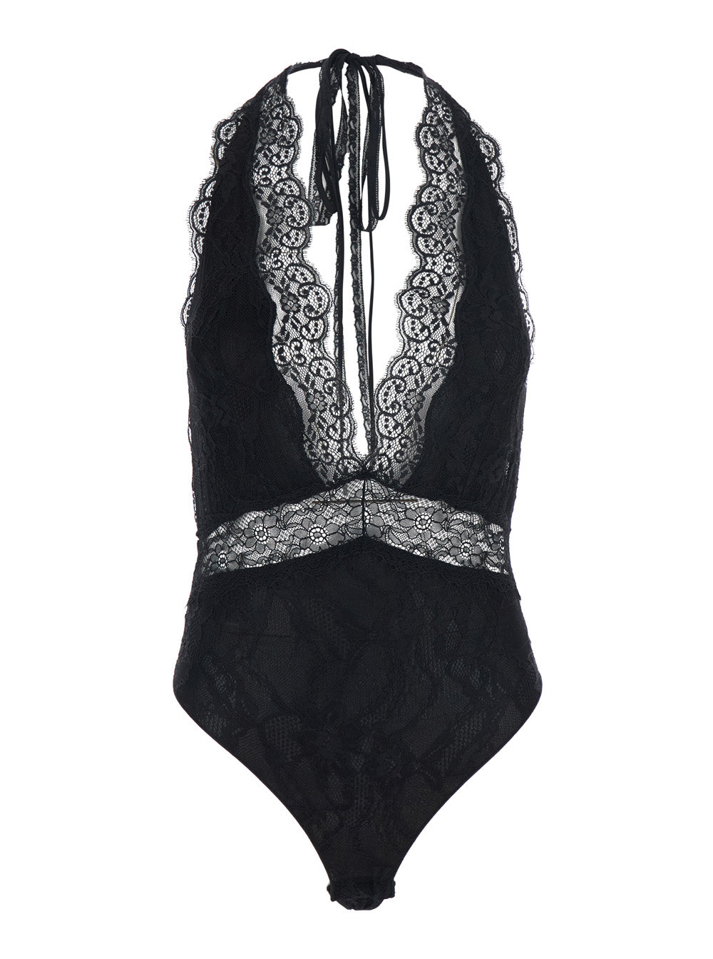 The Andamane Women Florida Bodysuit With Lace And Black Tech Fabric Patchwork For Women THE ANDAMANE
