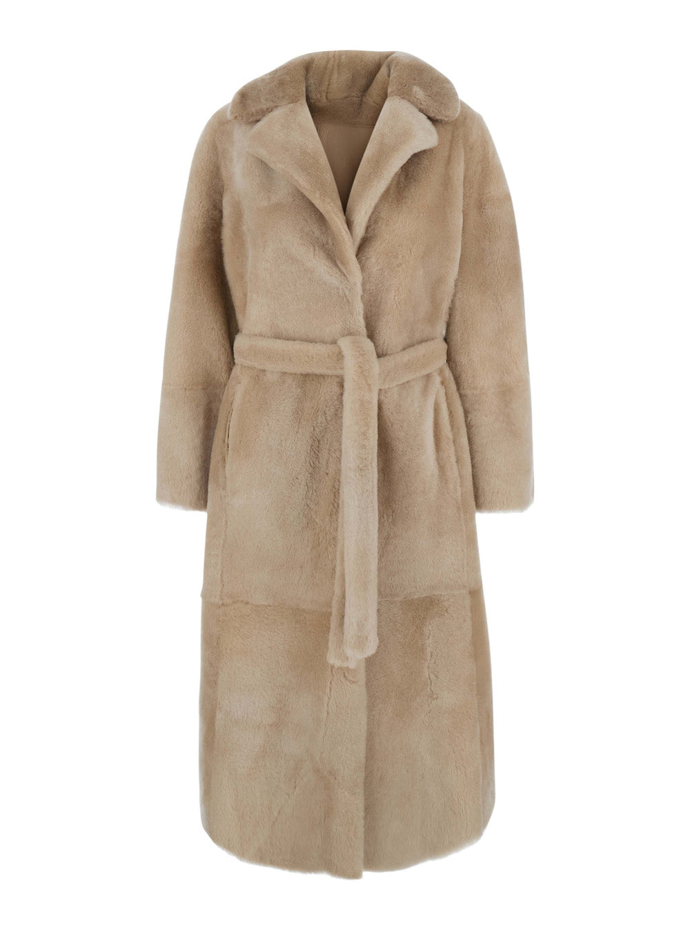 Yves Salomon Women Coat 120Cm With Shirt Collar And Front Closure Women Pink YVES SALOMON