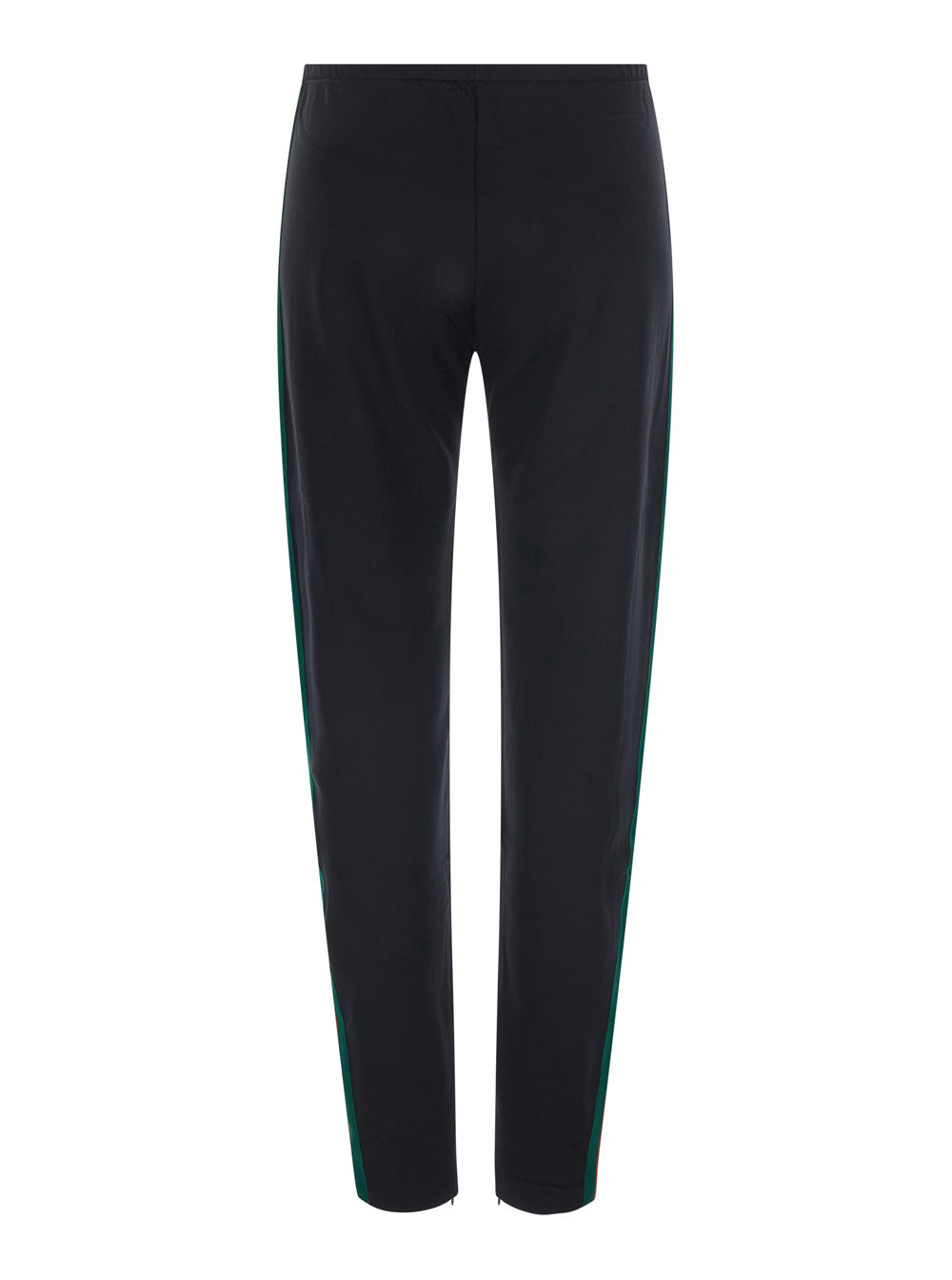 Gucci Women Black Pants With Web Side Bands And Embroidered Logo Lettering In Tech Fabric And Cotton Women GUCCI