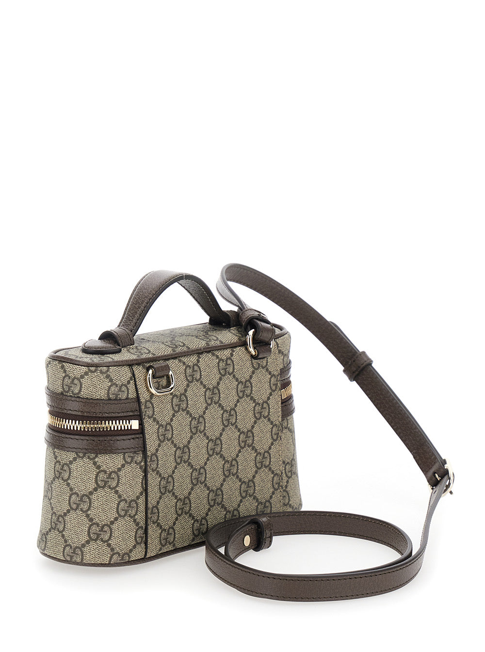 Gucci Women 'Ophidia' Beige Mini Bag With Adjustable And Removable Strap And Web Detail On The Front In Gg Canvas And Leather Women GUCCI