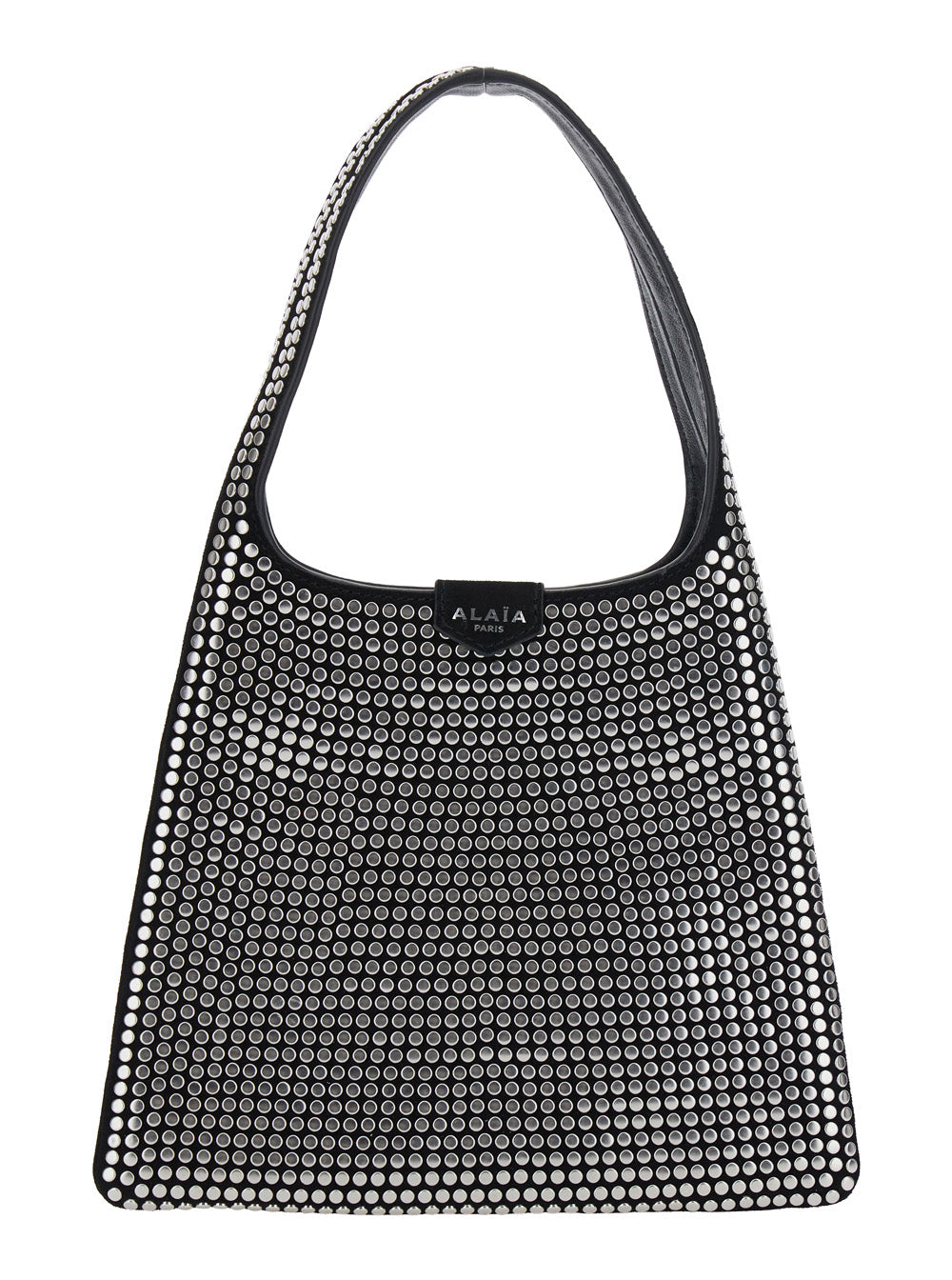 Alaia Women Black Shoulder Bag With All-Over Studs And Front Magnetic Closure In Leather For Women ALAIA