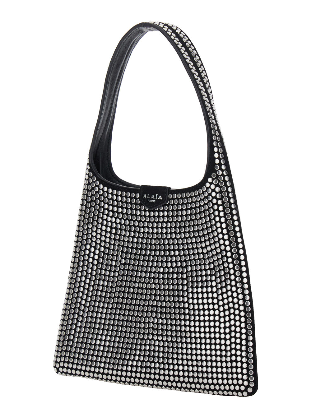 Alaia Women Black Shoulder Bag With All-Over Studs And Front Magnetic Closure In Leather For Women ALAIA