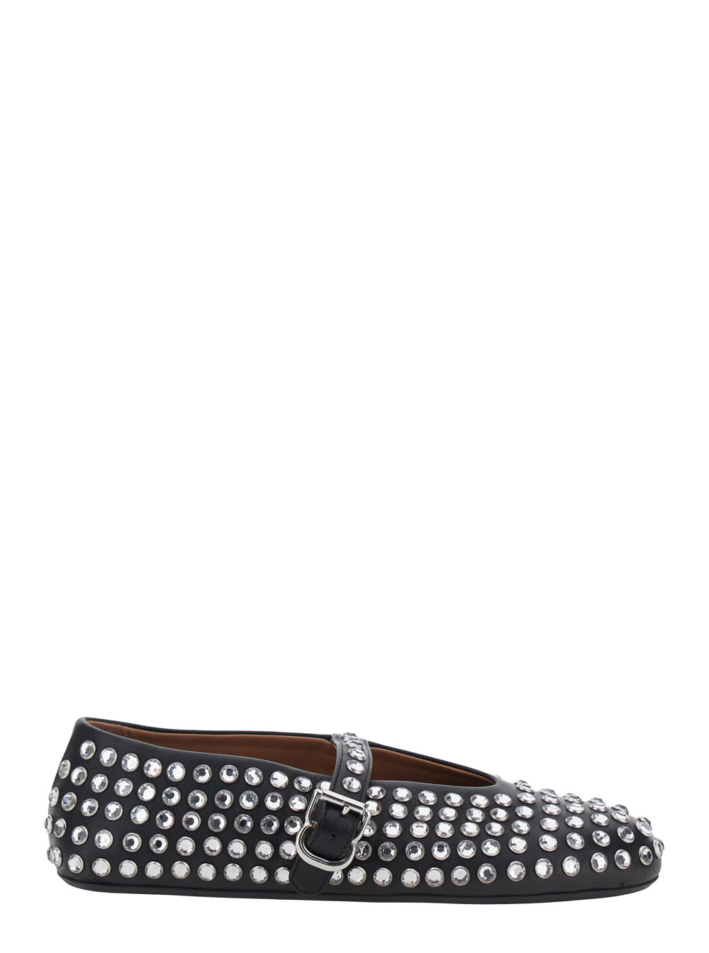 Alaia Women Ballet Flats With Leather Sole And Almond Toe In Black, Women ALAIA