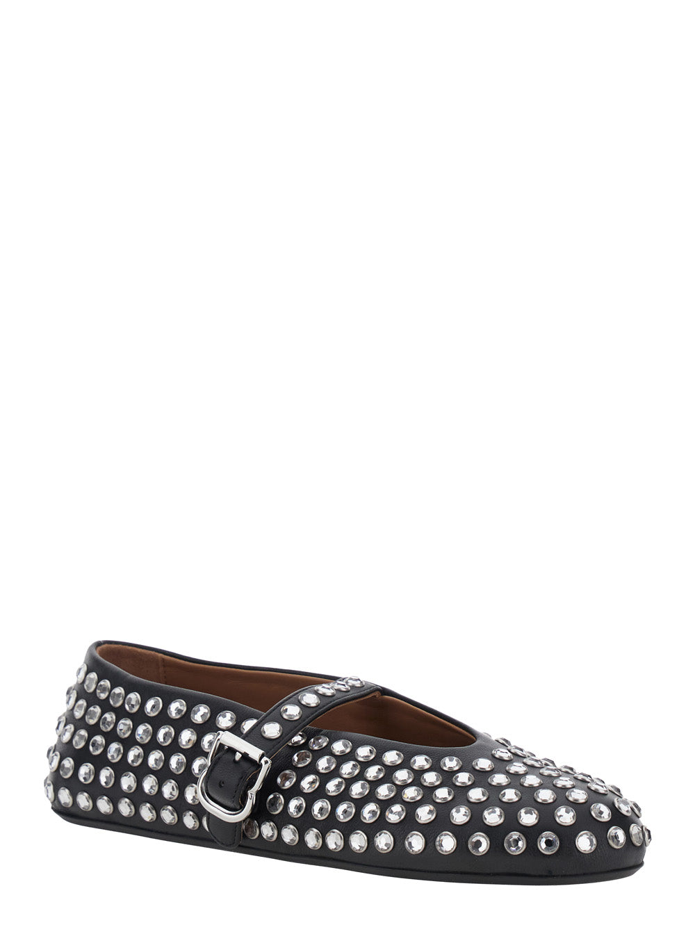 Alaia Women Ballet Flats With Leather Sole And Almond Toe In Black, Women ALAIA