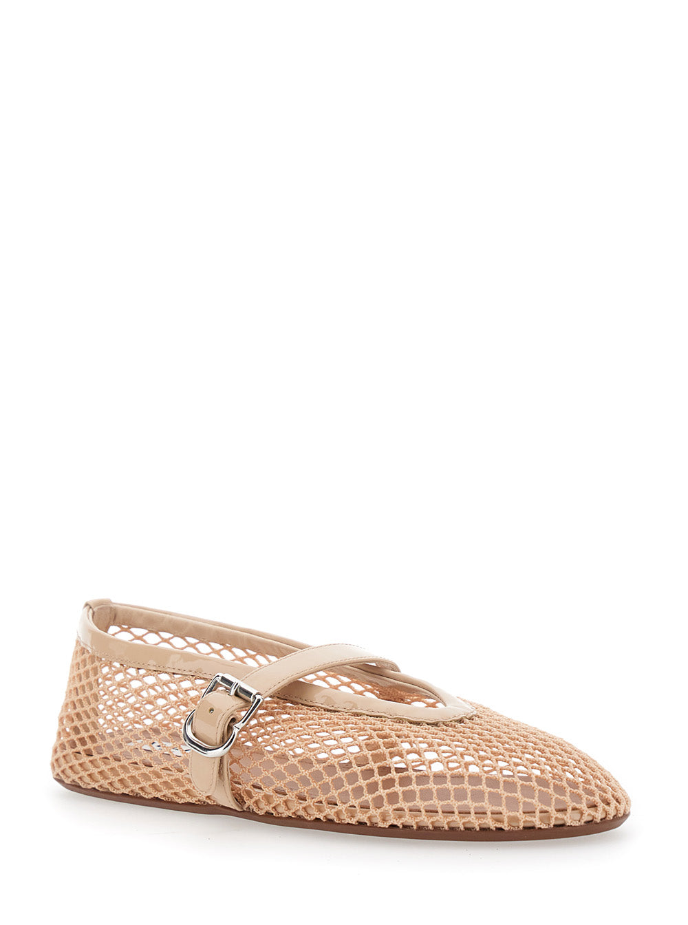 Alaia Women Ballet Flats With Mesh And Leather In White For Women ALAIA
