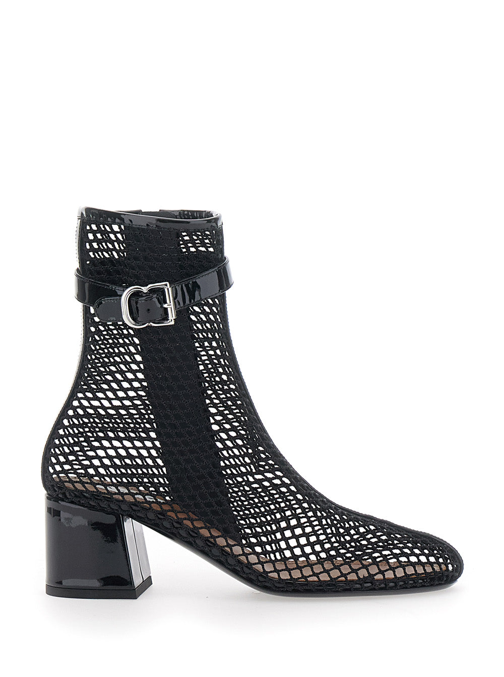 Alaia Women Ankle Boots With Mesh And High Heel In Black Leather For Women ALAIA