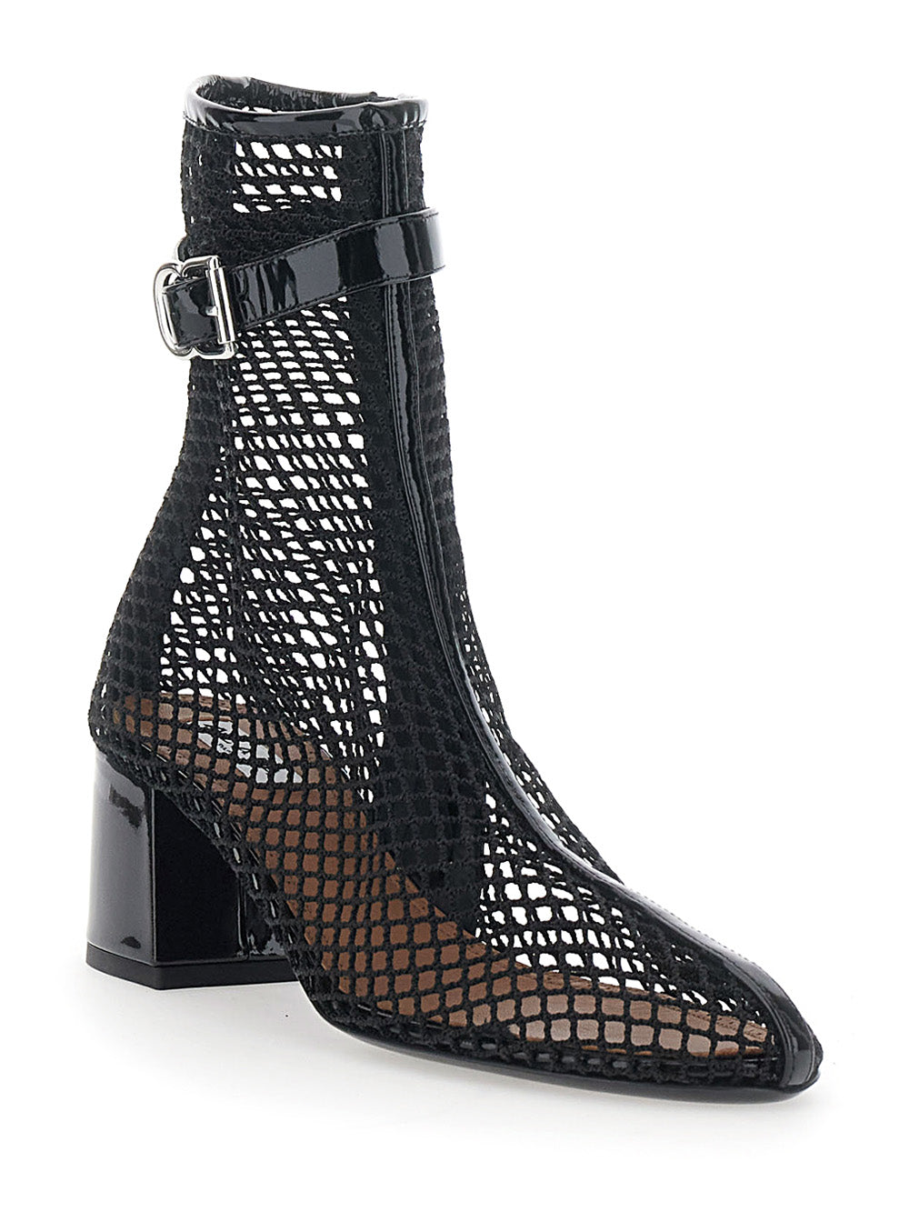 Alaia Women Ankle Boots With Mesh And High Heel In Black Leather For Women ALAIA