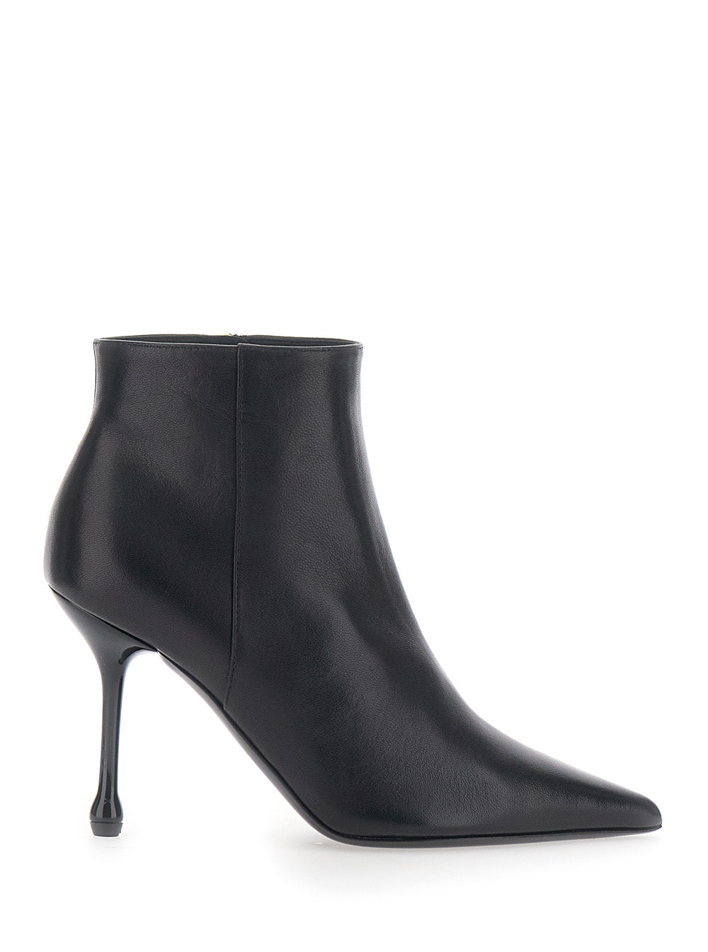 Leplain Women Black Ankle Boots With Pointed Toe And High Heel In Leather Women LEPLAIN