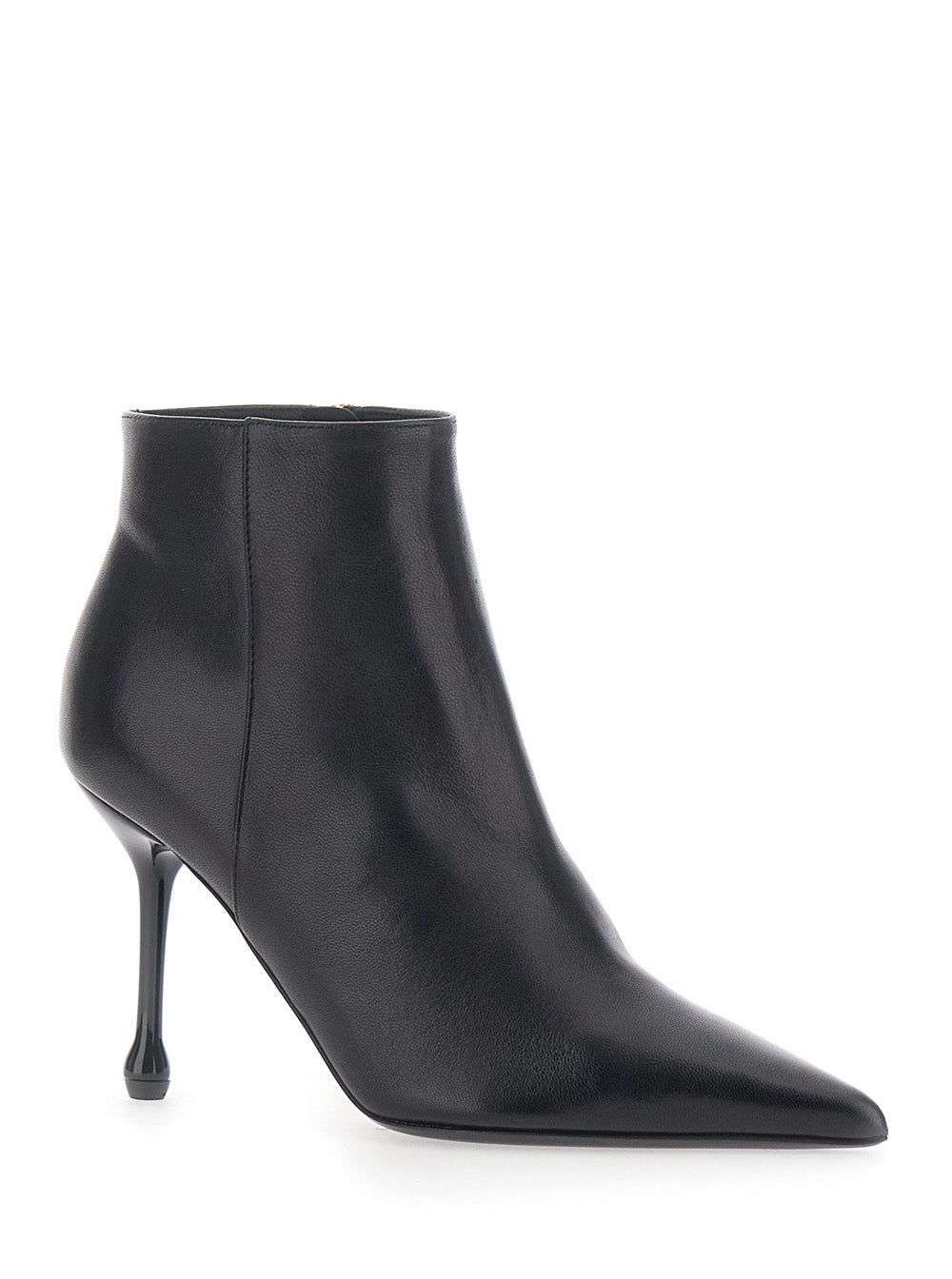 Leplain Women Black Ankle Boots With Pointed Toe And High Heel In Leather Women LEPLAIN